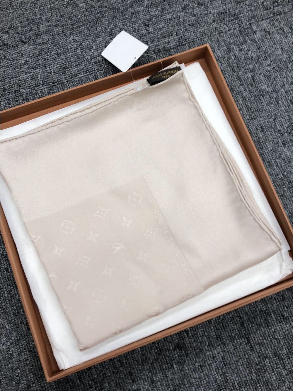 Louis Vuitton Cream Monogram Silk Shawl